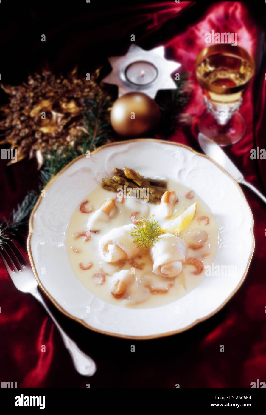 Sole fish with cream suace Stock Photo Alamy