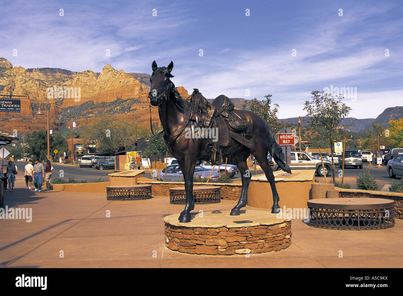 Horse sculpture in town centre of Sedona Arizona USA Stock Photo Alamy