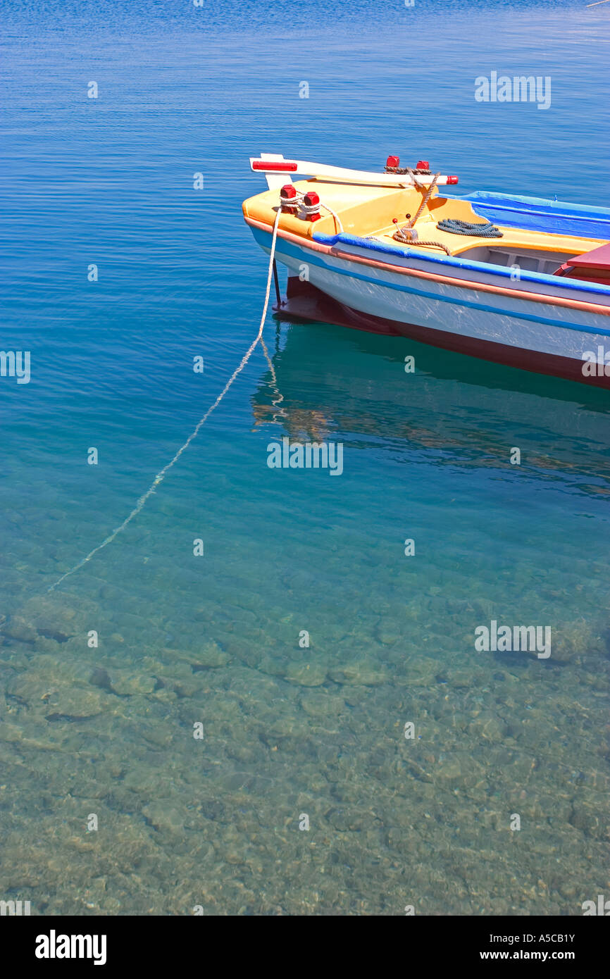 fishing rowing in patmos greece dodecanese islands Stock Photo