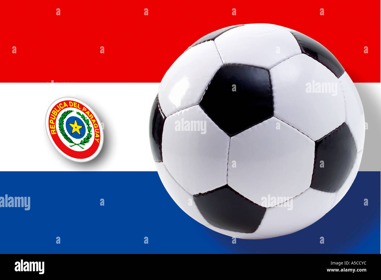 Soccer ball against Paraguay flag Stock Photo