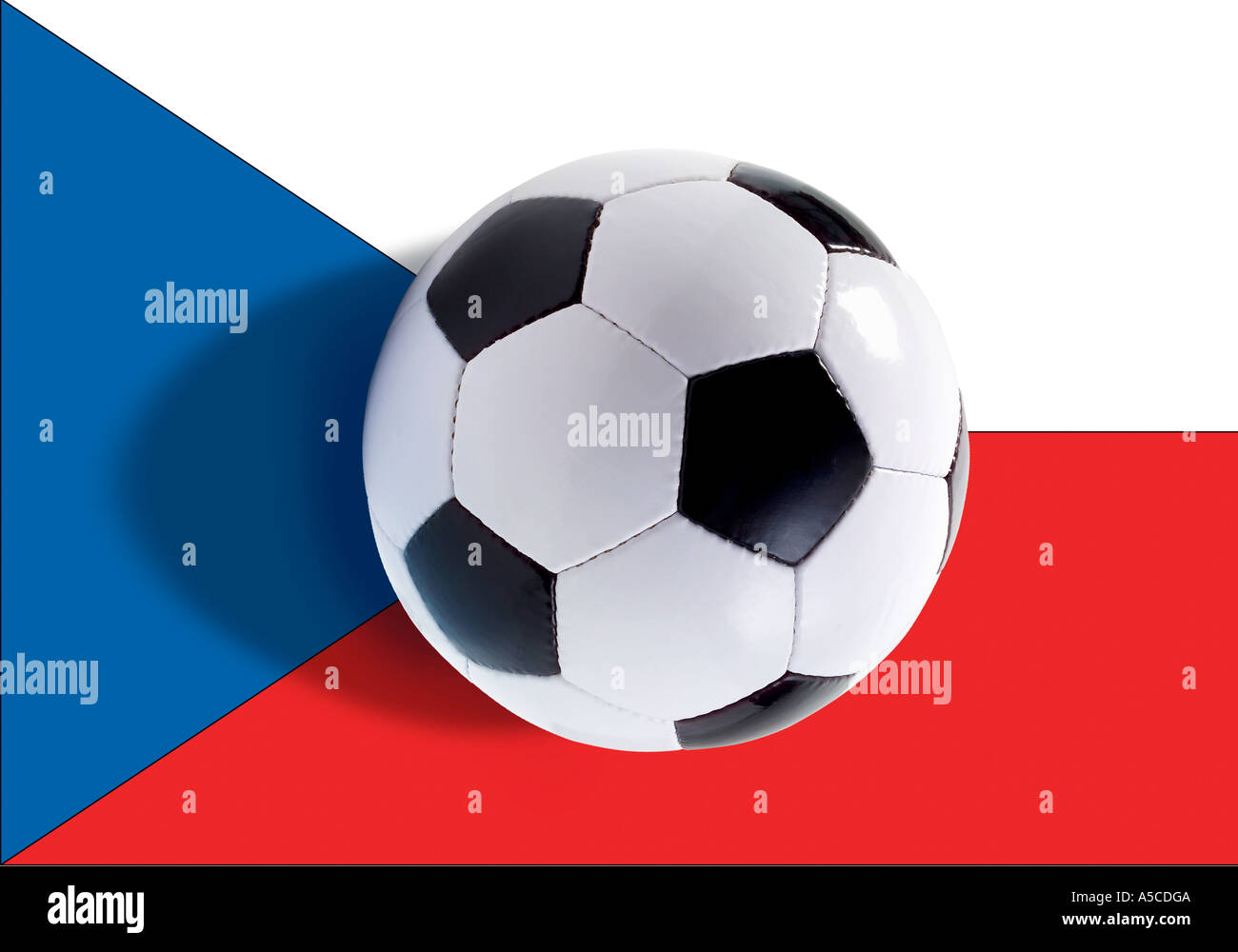 Flag of the Czech Republic and soccer ball Stock Photo