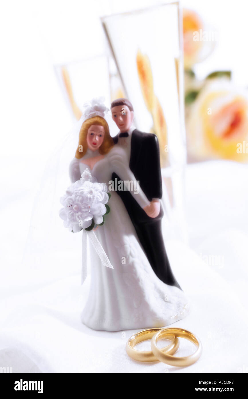 Bridal couple with champagne glasses Stock Photo