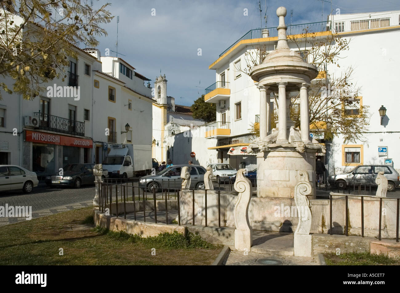 water fountain in Largo da misericordia fed by the aquaduct of Amoreira Elvas portugal europe Stock Photo