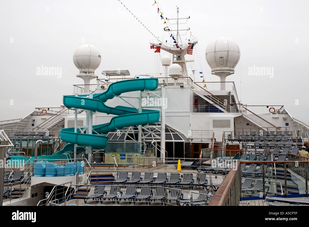 Cruise ship waiting slide radar tower Stock Photo - Alamy