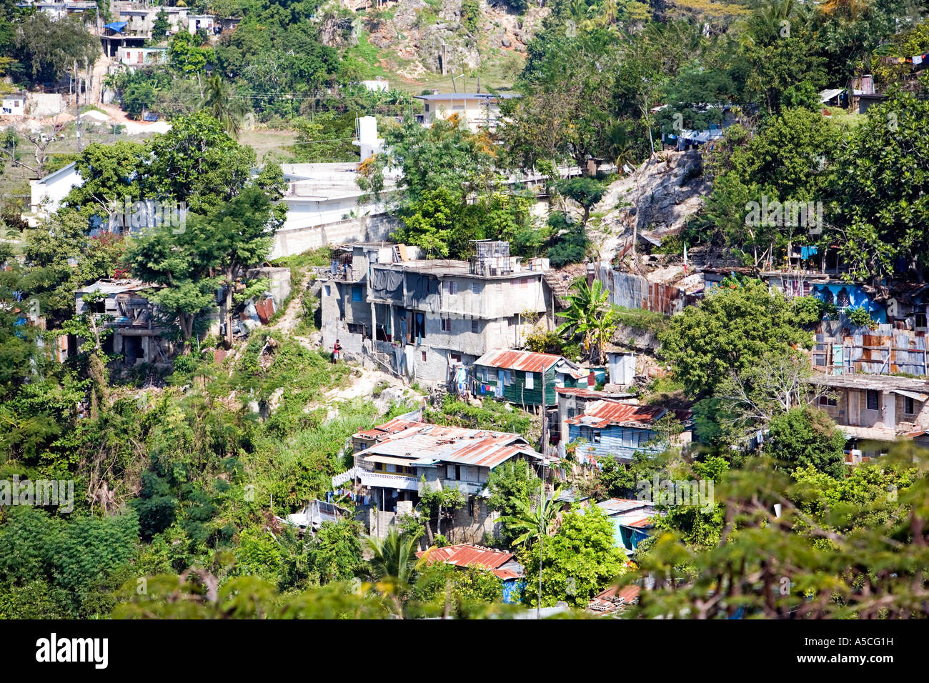 Jamaica Montego Bay shanty town on mountain Stock Photo - Alamy