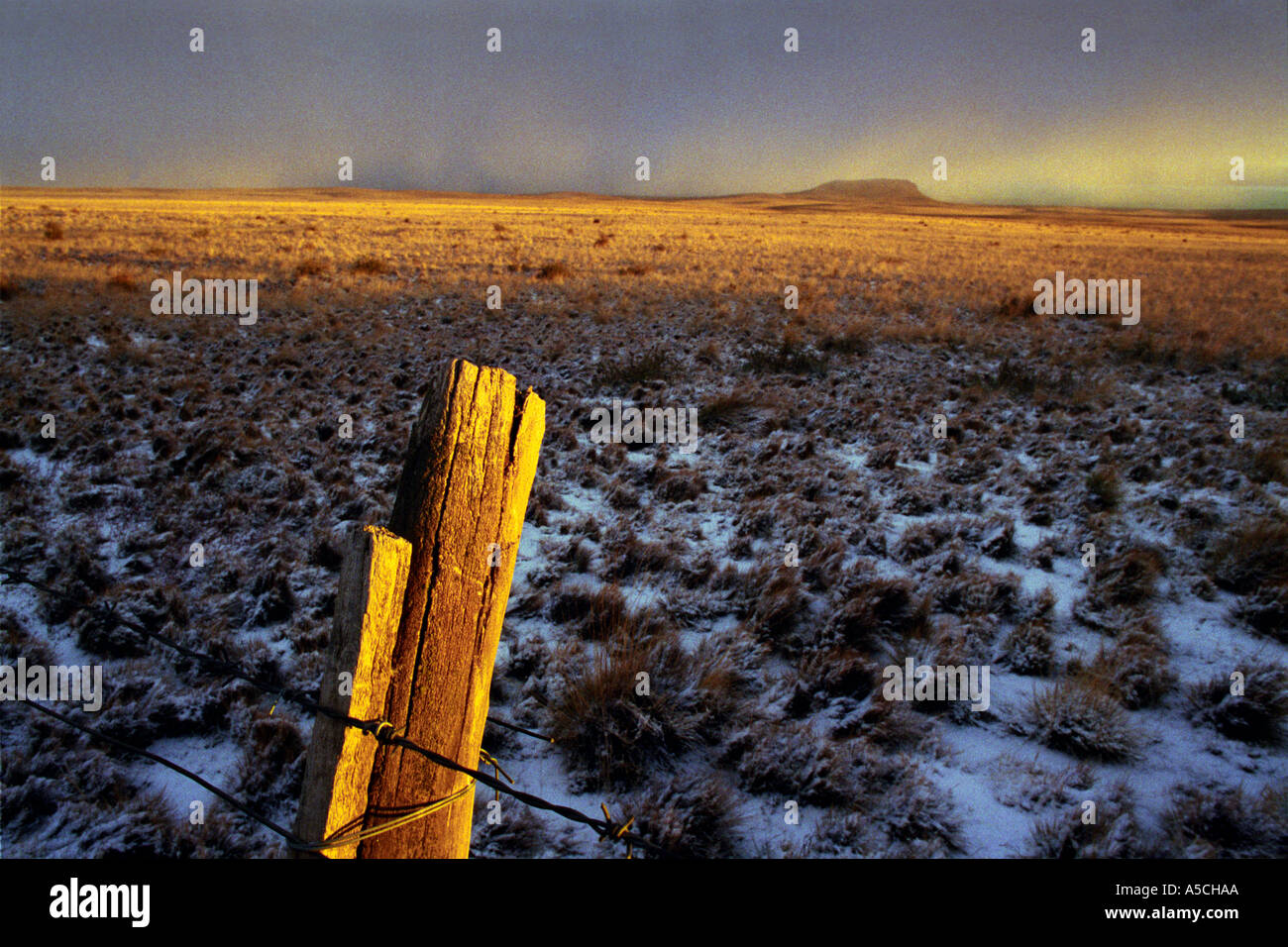 Sunrise colours flash across the land near El Calafate in Patagonia Argentina Stock Photo