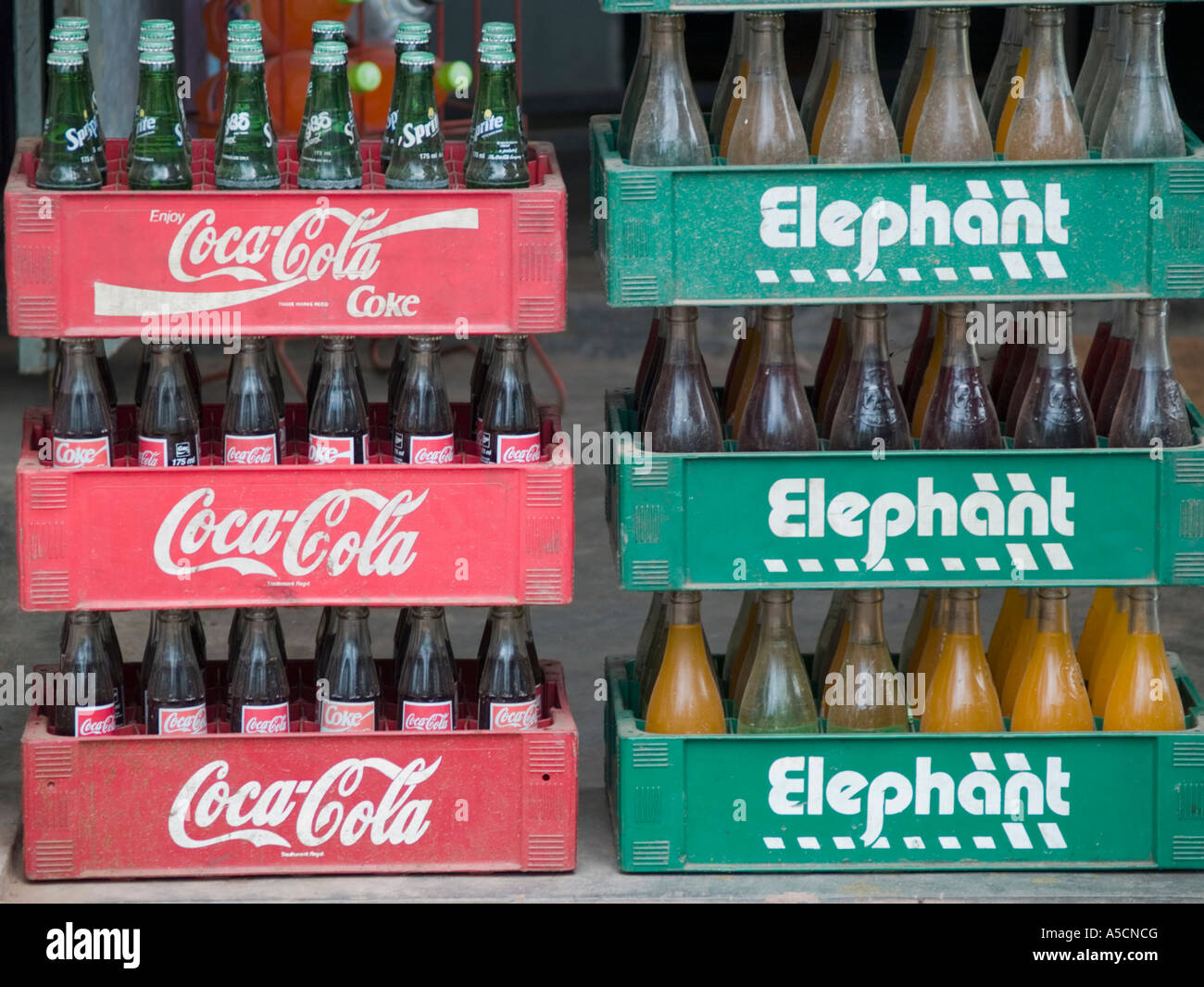 Local Sri Lankan soft drinks contrast with international brands in
