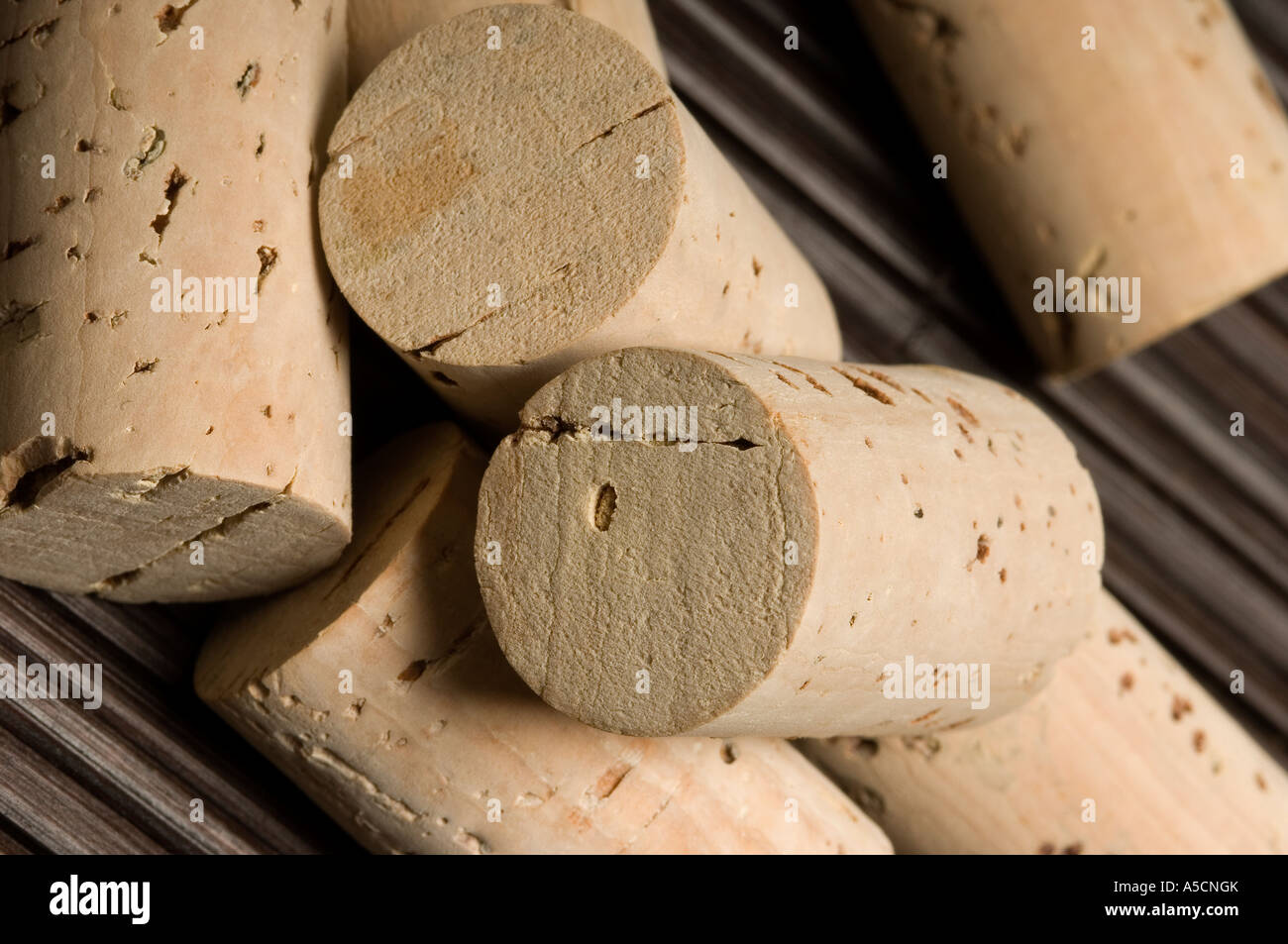 Close up of wine bottle corks cork Stock Photo