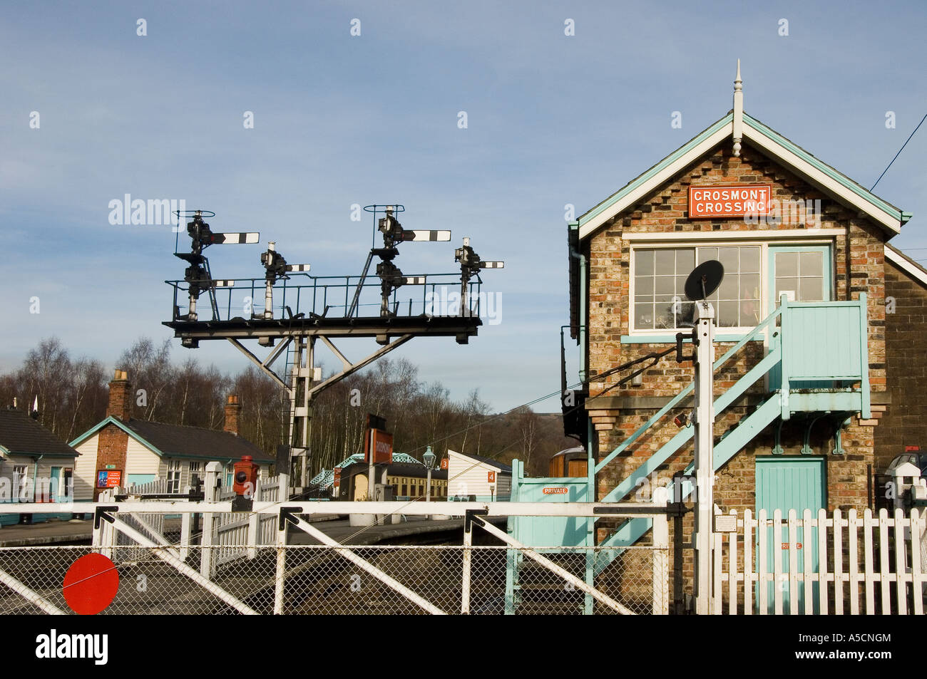 Signalbox at Grosmont Railway Station NYMR North Yorkshire England UK United Kingdom GB Great Britain Stock Photo