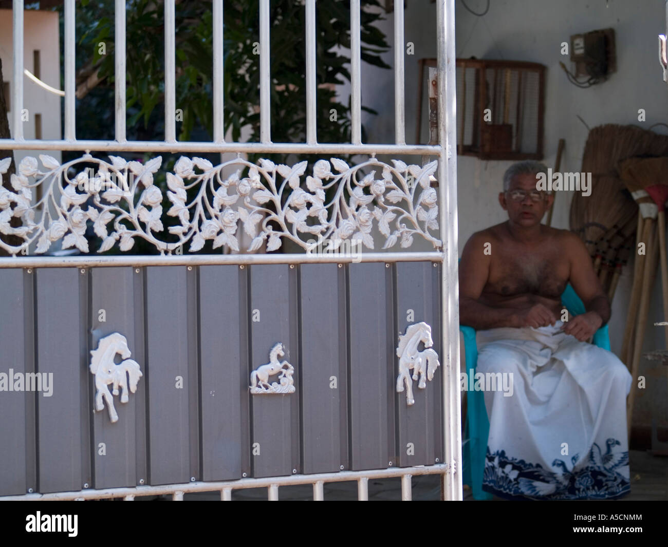 David Fernando sits behind Italian decorated gates in his home paid for