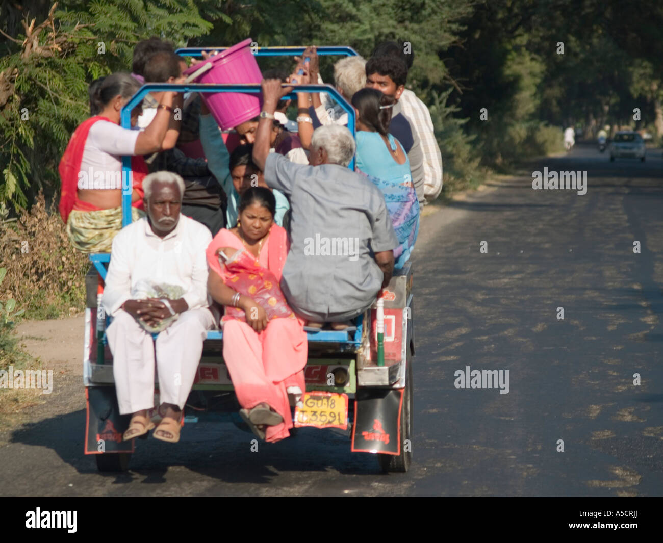 Crowded local transport in rural area Stock Photo