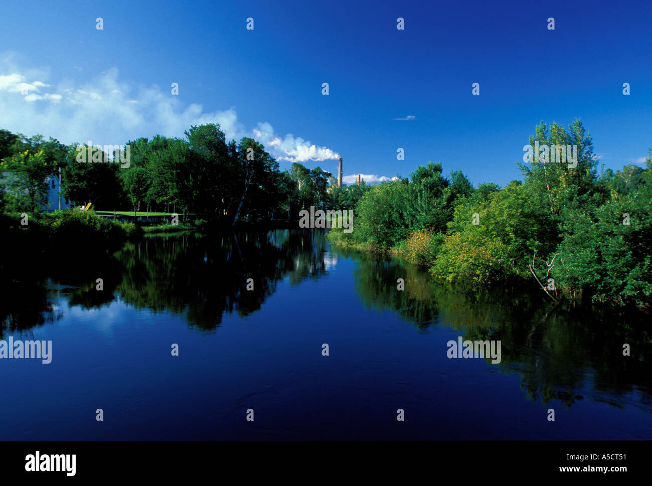 Millinocket ME Millinocket Stream and the paper mill Northern Forest Stock Photo Alamy