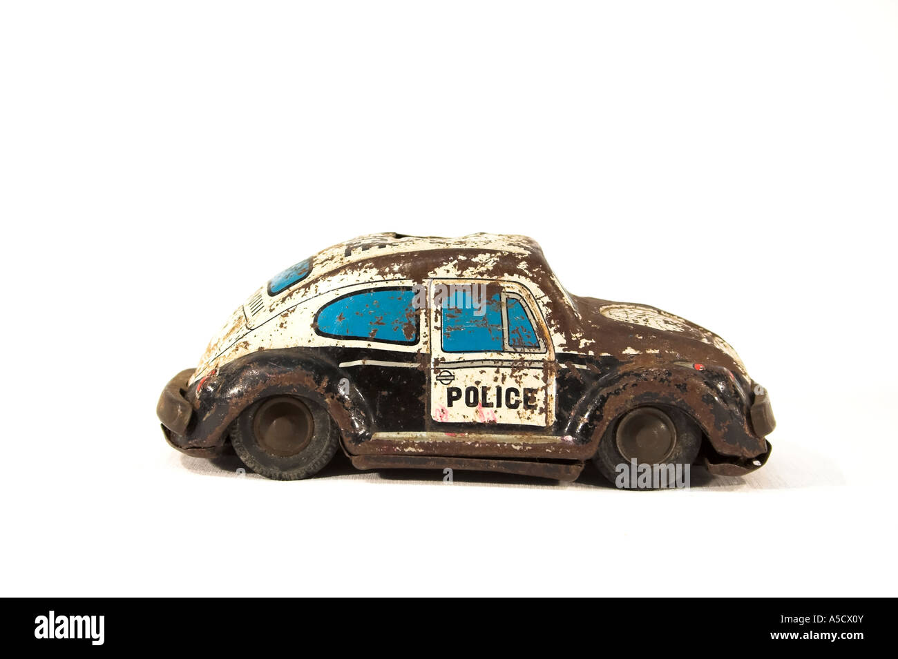 tin police car toy