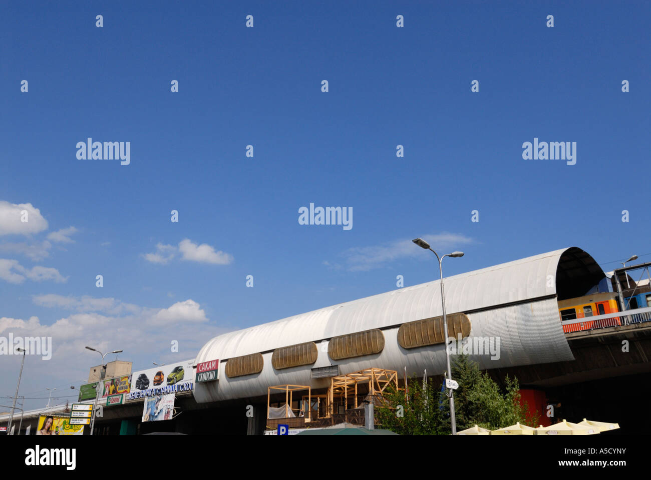 FYROM Republic of Macedonia. SKOPJE The new train station with a Balkan style futuristic design. Stock Photo
