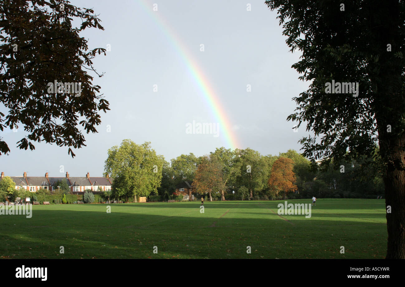 Rainbow in Queens Park, North West London Stock Photo Alamy