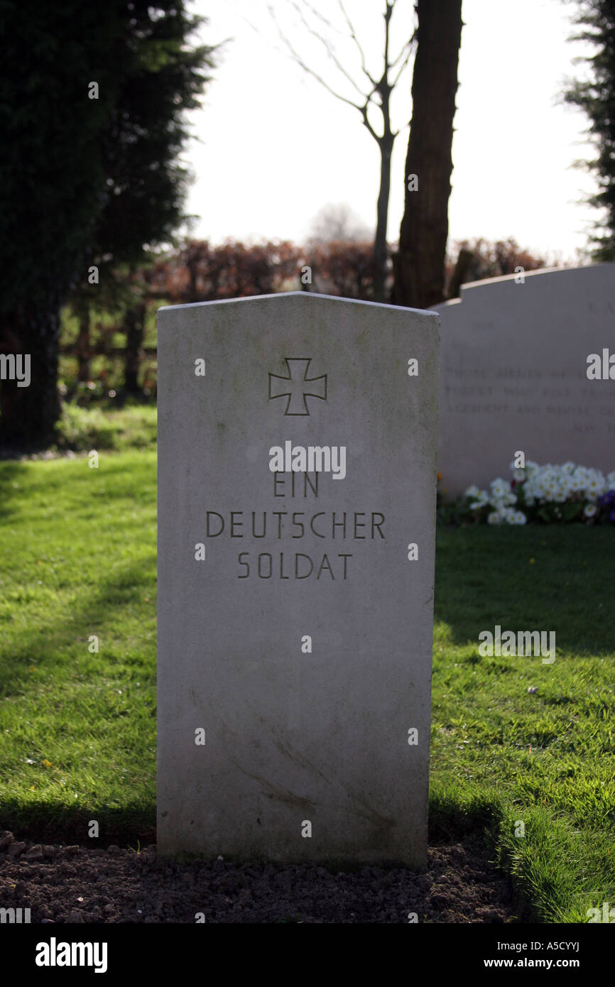 An unknown German soldier's gravestone in the grave yard of St Andrew's Parish Church in Tangmere, West Sussex Stock Photo