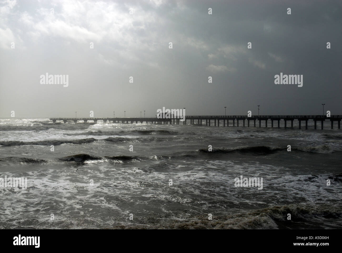 Stormy weather over the Gulf of Mexico in Galveston Stock Photo