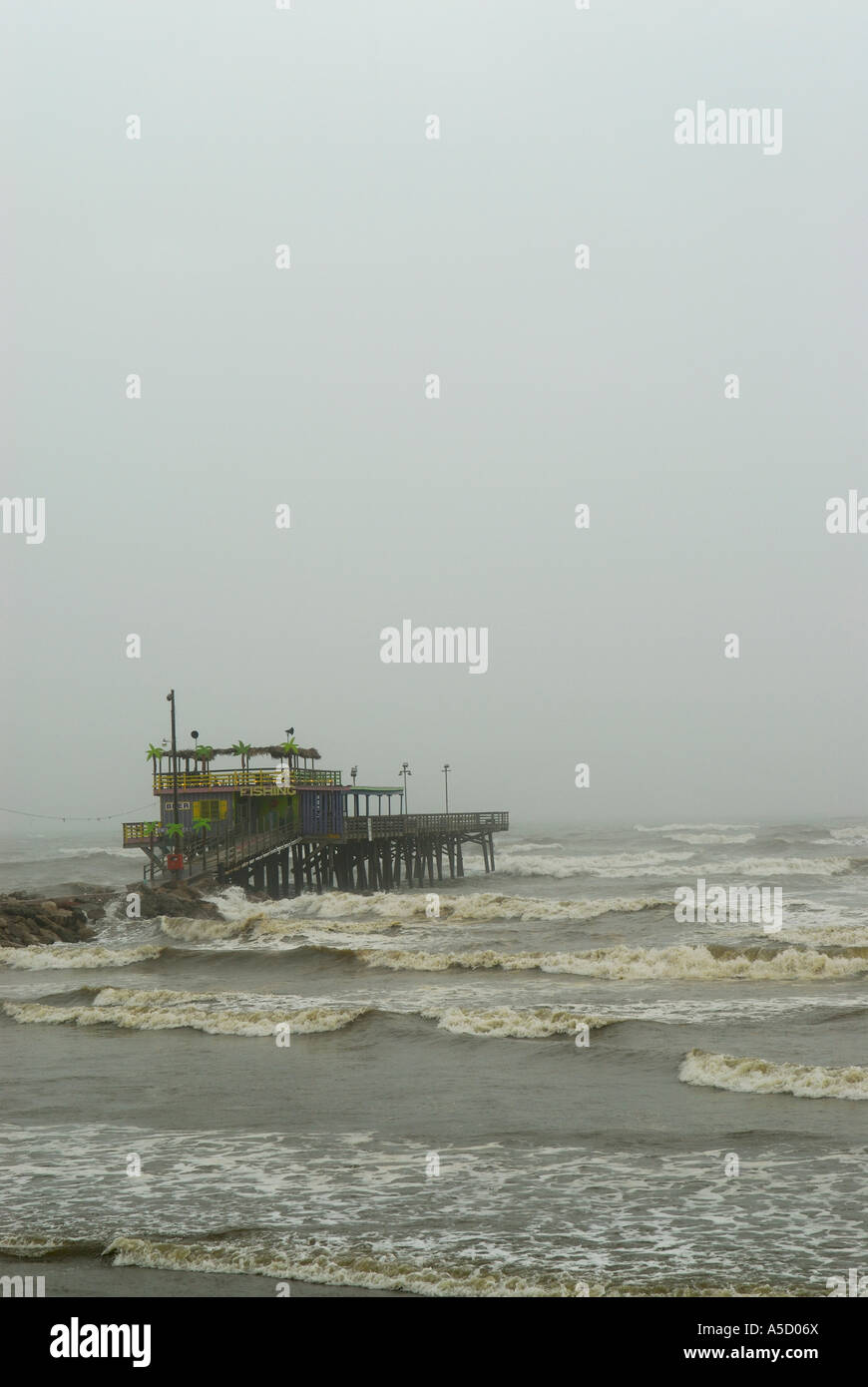 Stormy weather over the Gulf of Mexico in Galveston Stock Photo