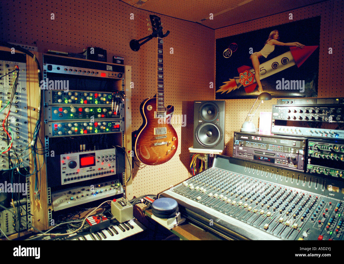 Electronic and digital technology used in a recording studio Stock