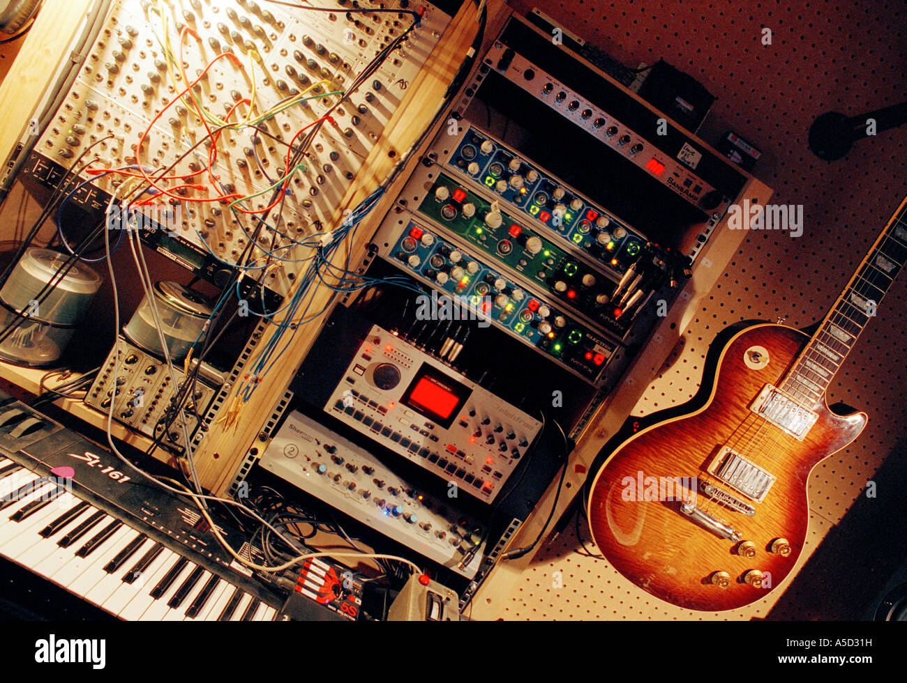 Electronic and digital technology used in a recording studio Stock