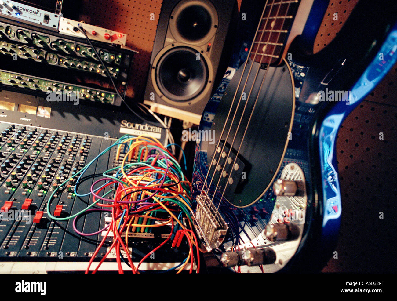 Electronic and digital technology used in a recording studio Stock