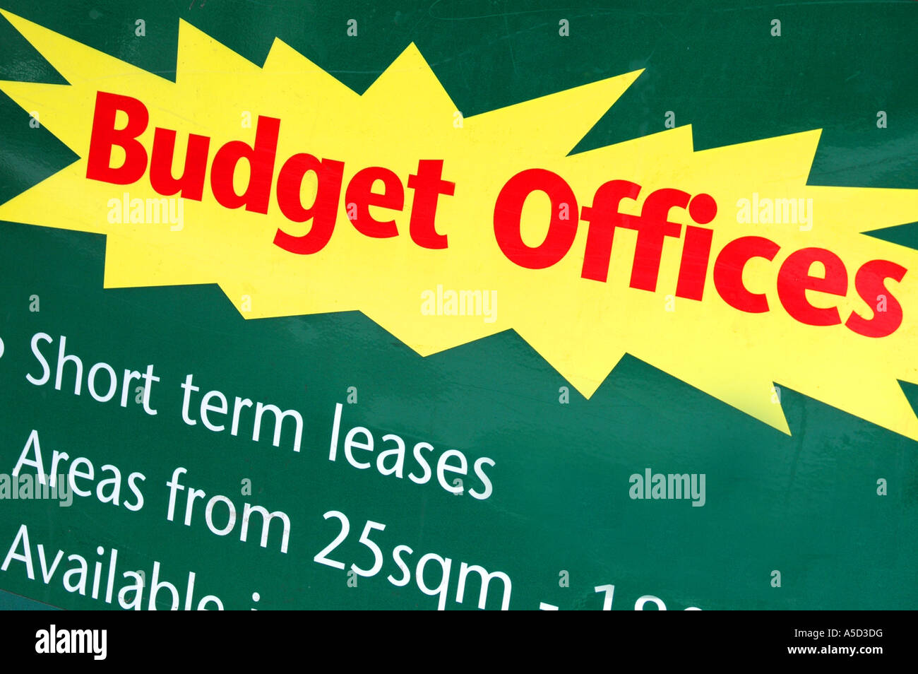 Budget Offices available for lease sign Stock Photo