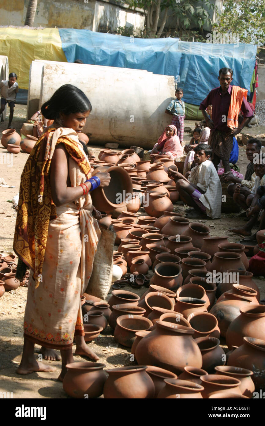 A Desia Kondh tribal weekly  barter market held in  a tabacco growing area of Orissa,India, Stock Photo