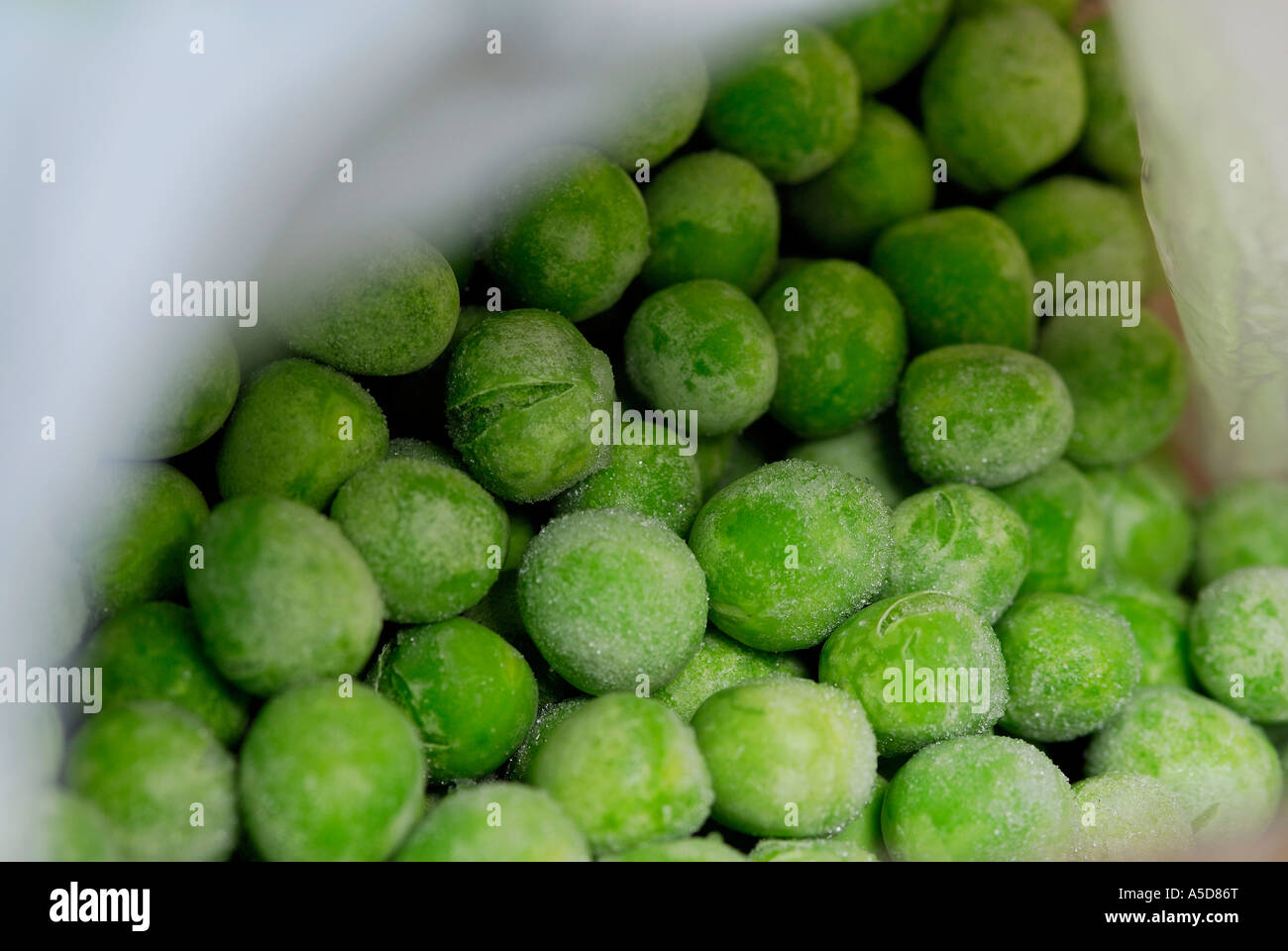 frozen peas in bag Stock Photo