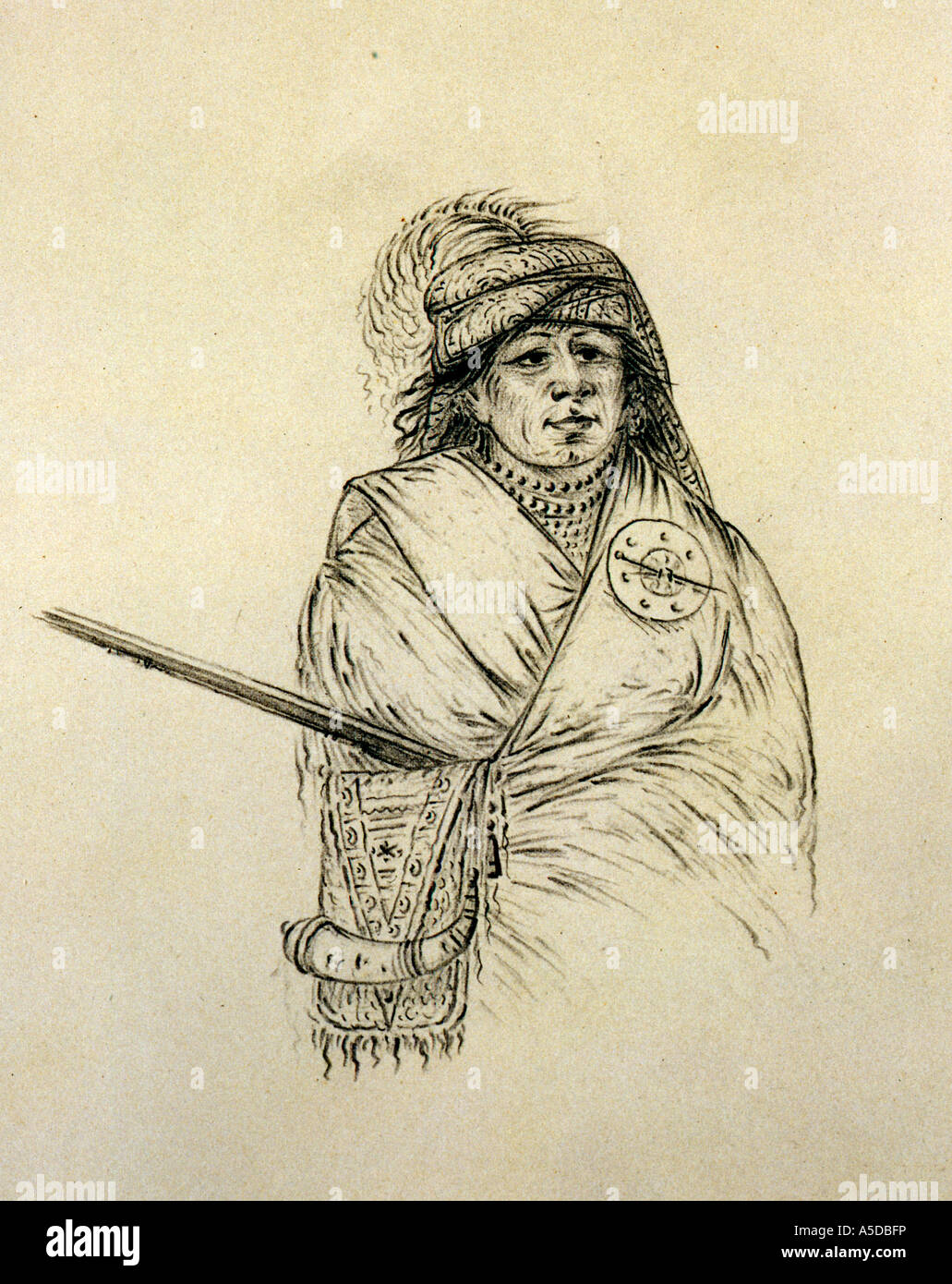 Mic E No Pa Portrait of American Seminole Indian ca 1859 Stock Photo