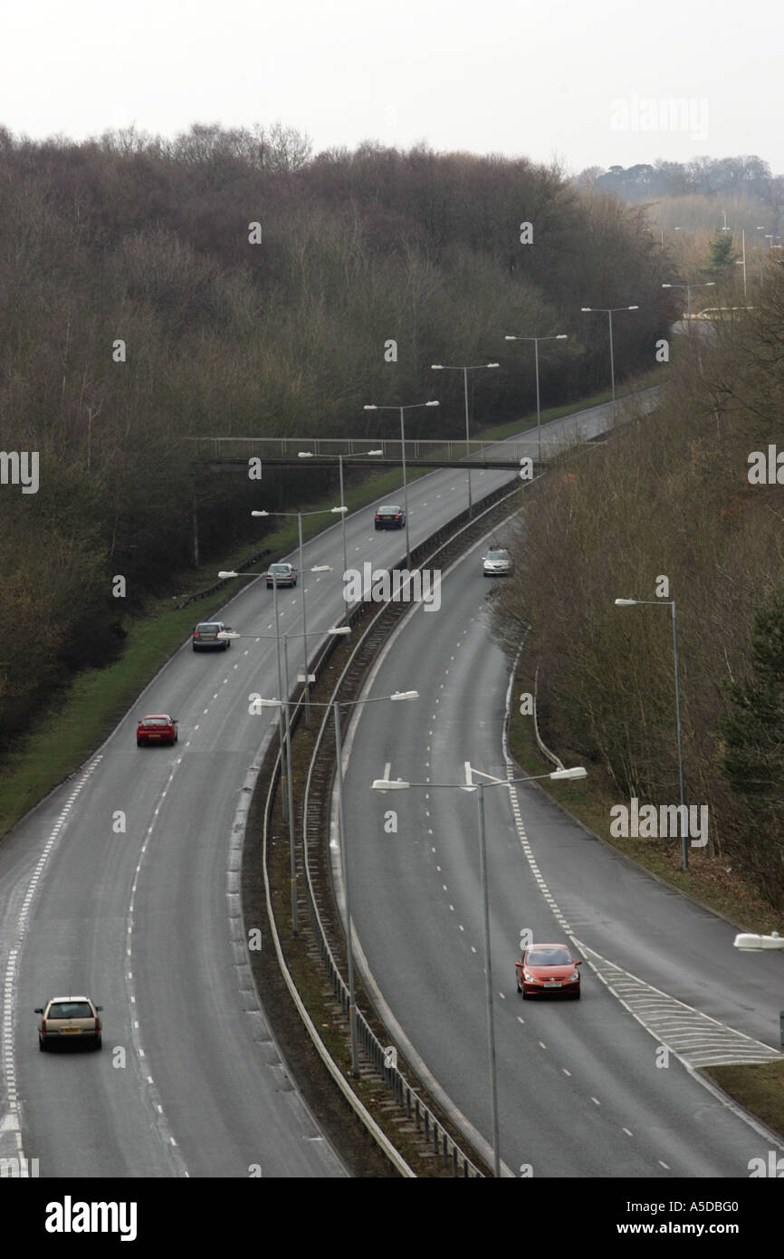 View from a pedestrian bridge of the Bromsgrove Highway at Redditch