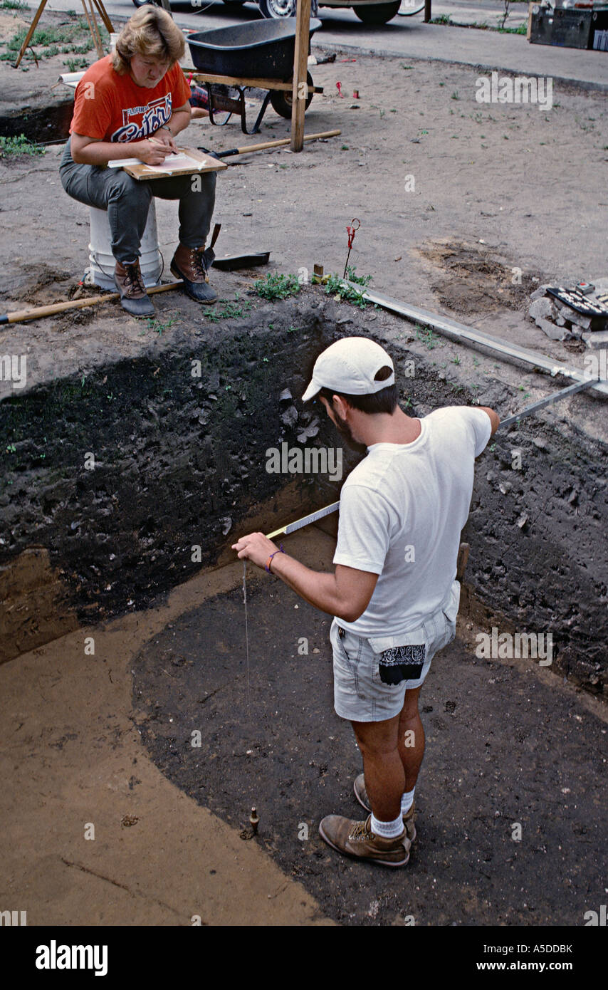 Mapping a feature at an archaeological excavation Stock Photo