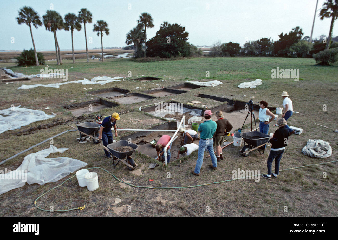 Overview of an excavation in St Augustine Florida Stock Photo