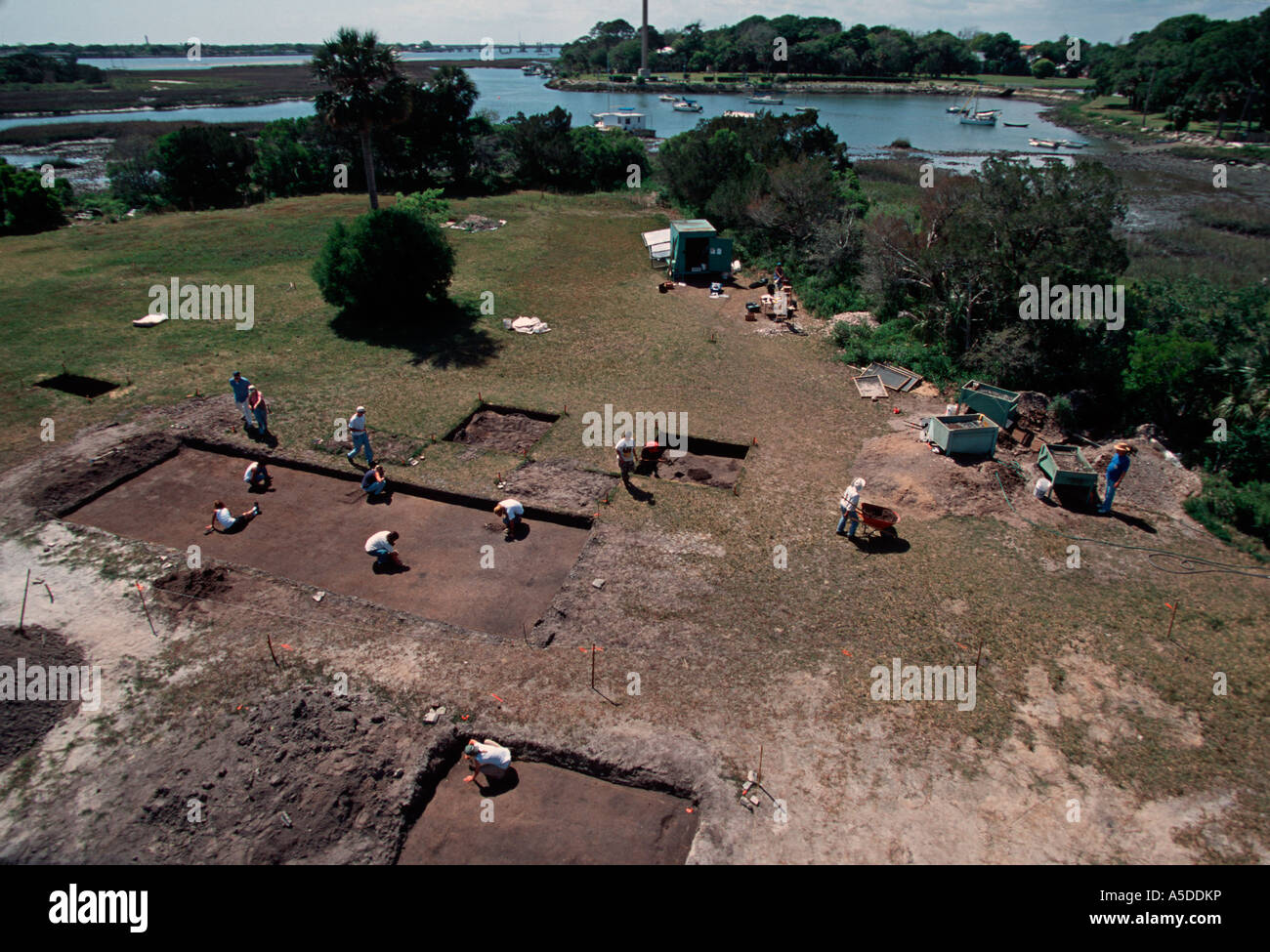 Overview of an excavation in St Augustine Florida Stock Photo