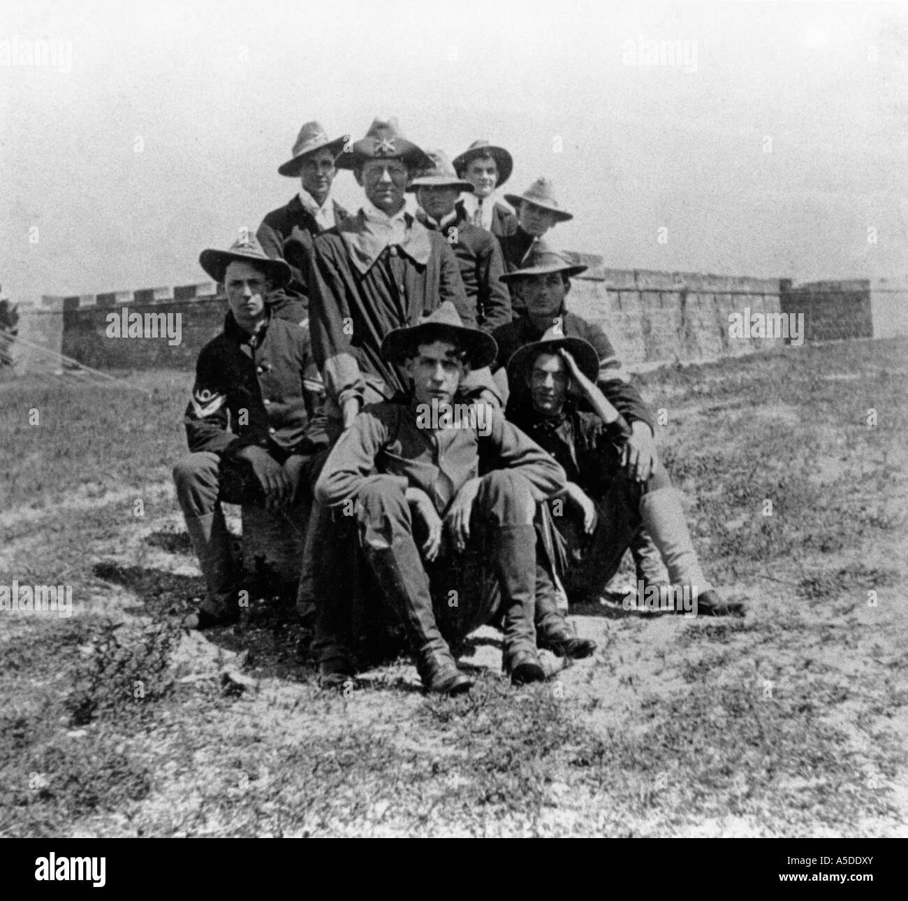 Historic photograph of calvary soldiers in St Augustine Florida Stock Photo