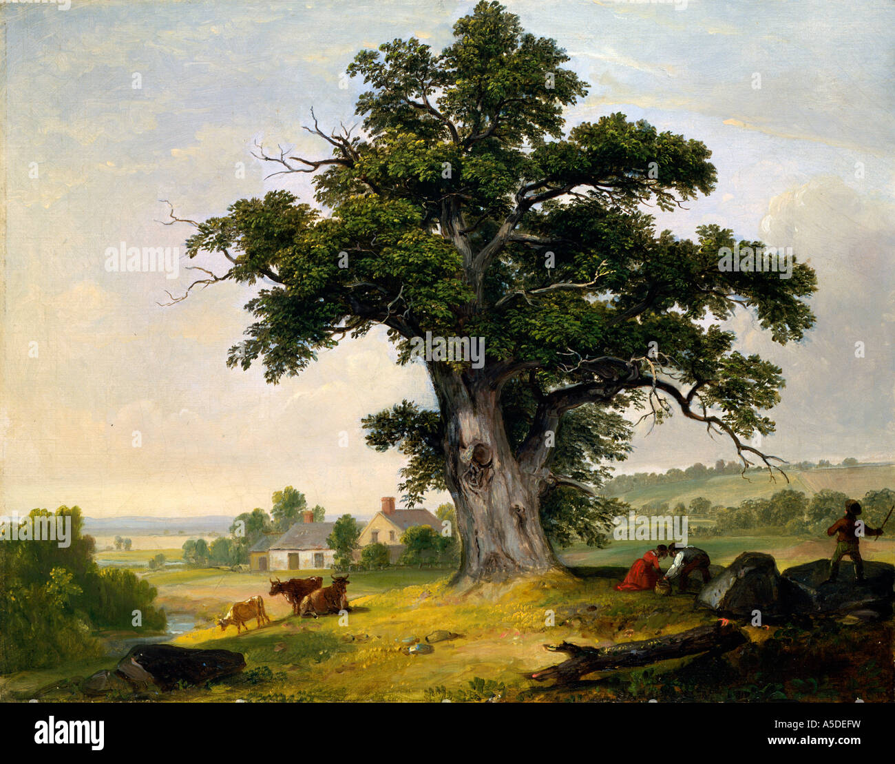 Painting The Nut Gatherers Asher Brown Durand Stock Photo