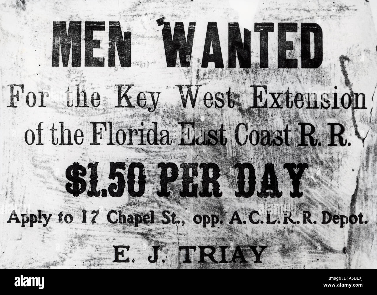 Help wanted poster Key West extension Stock Photo