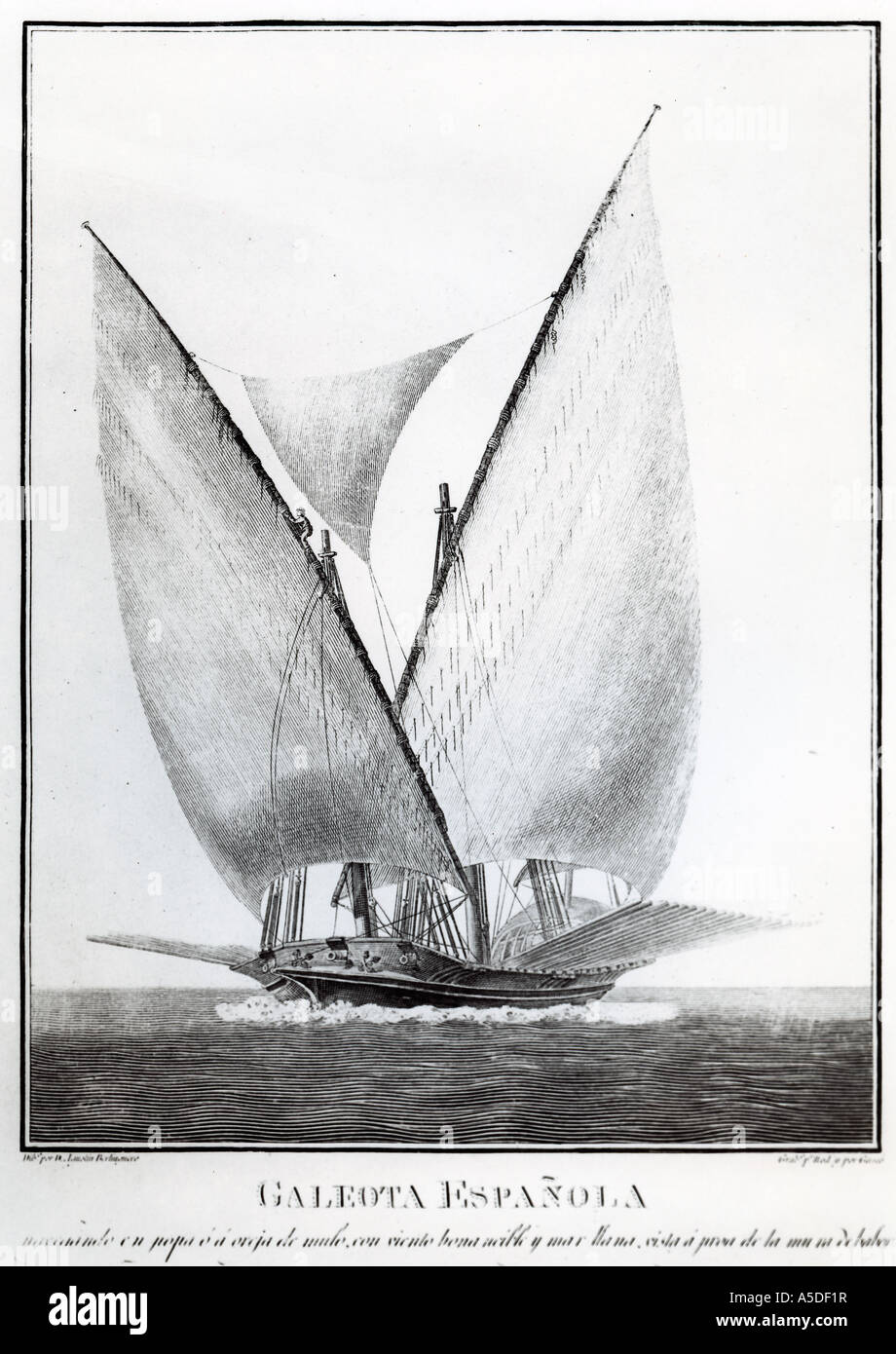 Engraving of a Spanish galeota Stock Photo Alamy