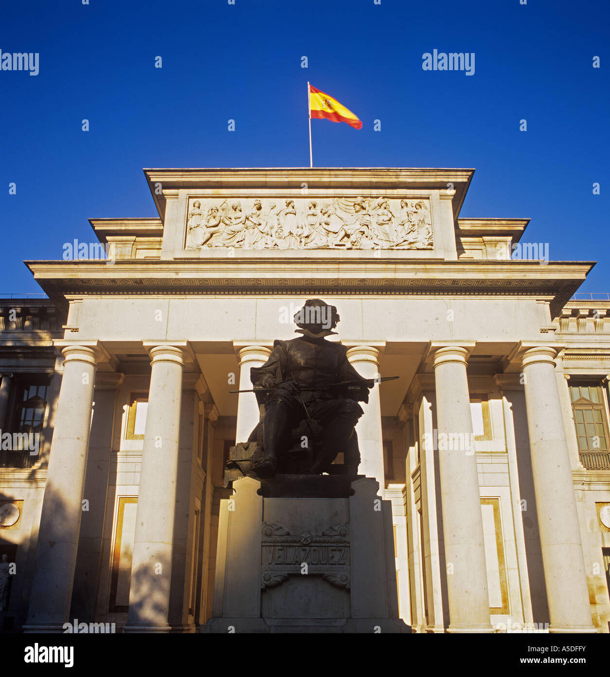 Prado Museum and Velazquez statue Madrid Spain Stock Photo