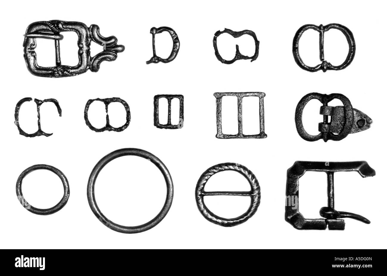 Selection of sixteenth century copper alloy buckles Stock Photo Alamy