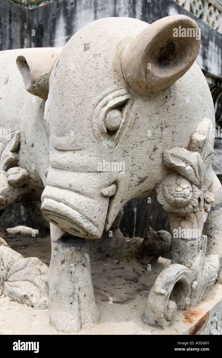 Stock photo of a stone pig statue at Wat Arun in Bangkok Thailand Stock