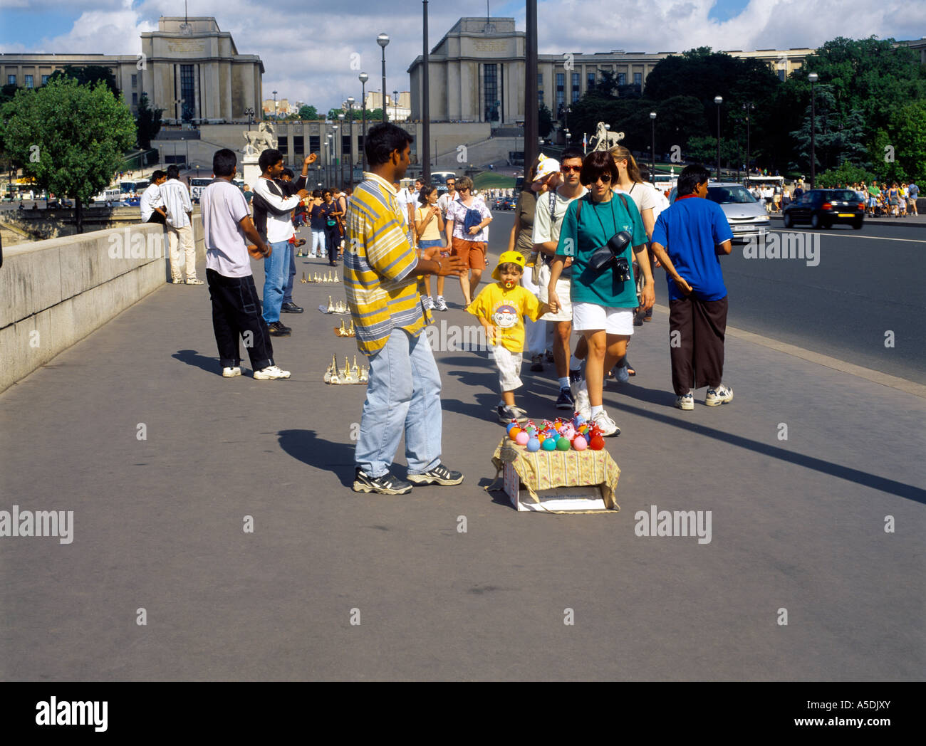 Paris France African Street Hawkers & Tourists Stock Photo