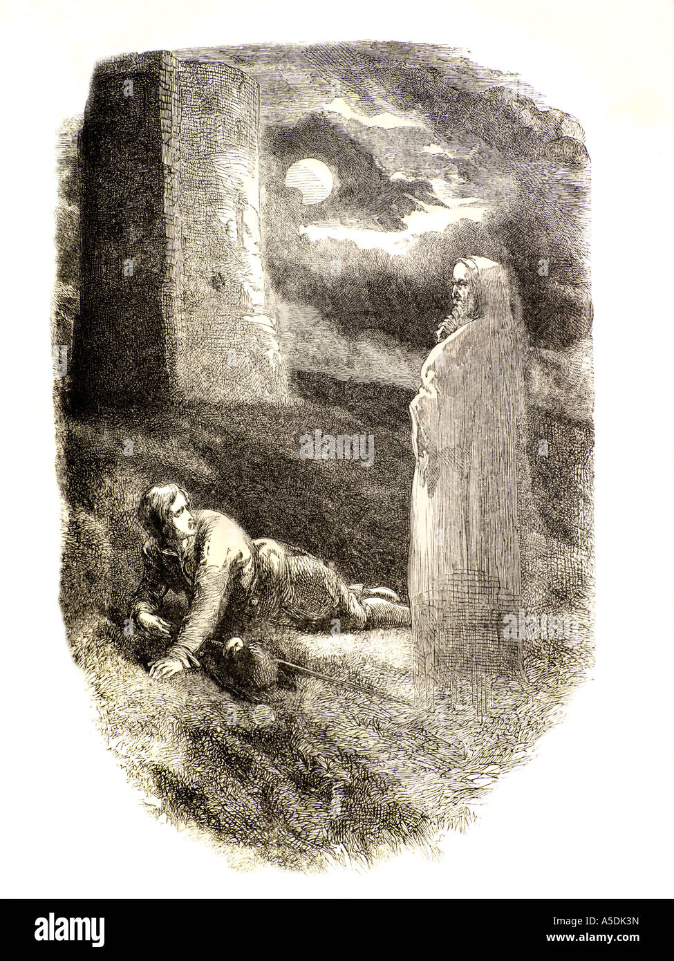 The Phantom Monk from Lancashire Witches William Harrison Ainsworth 3rd Edition 1854 Illustrations by Sir John Book Based on the Pendle Witches Stock Photo