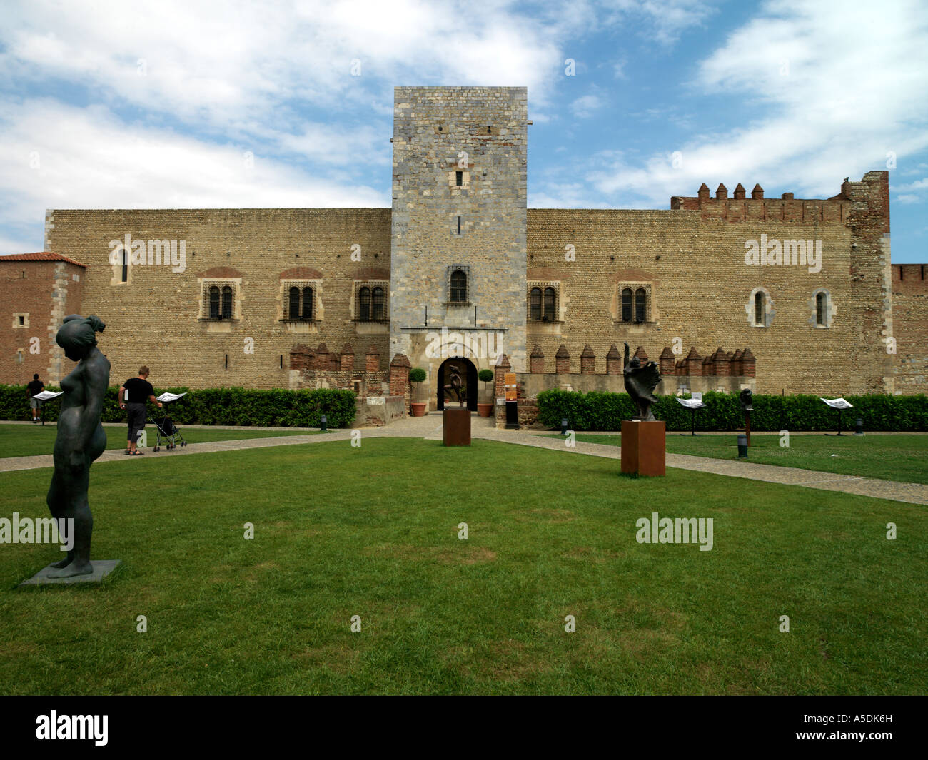 Sculpture & Homage Tower Palace of the Kings of Majorca Perpignan France Stock Photo Alamy