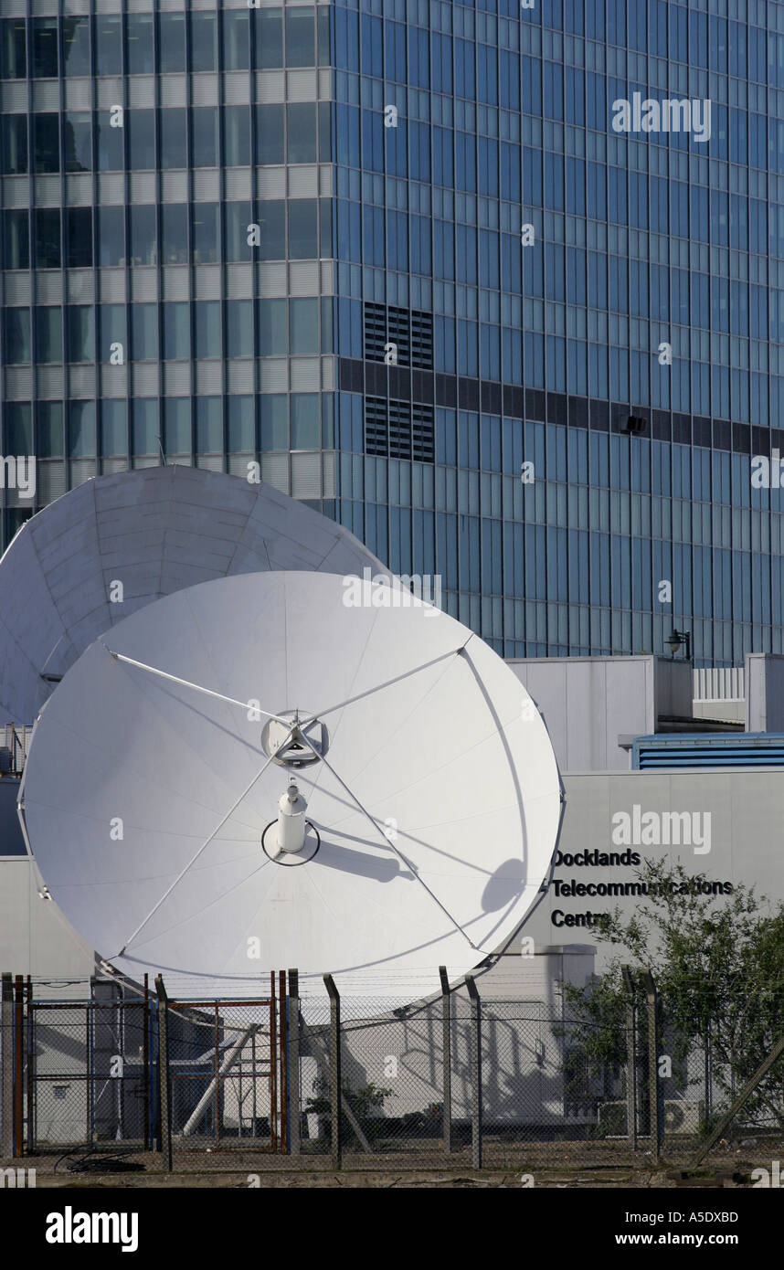 Satellite telecommunications centre in Canary Wharf London Stock Photo