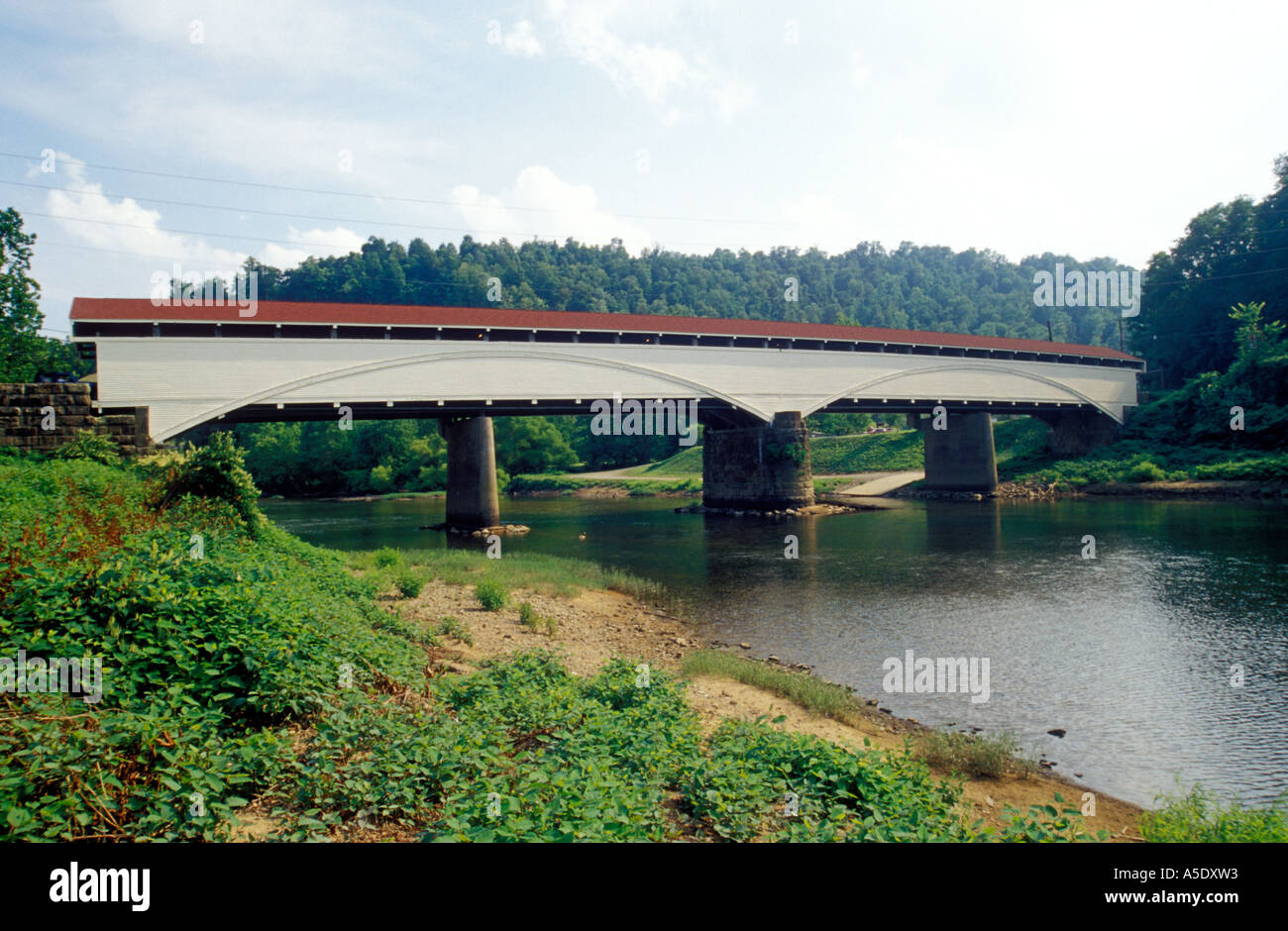 Philippi Covered Bridge, Philippi, Barbour County, West Virginia Stock