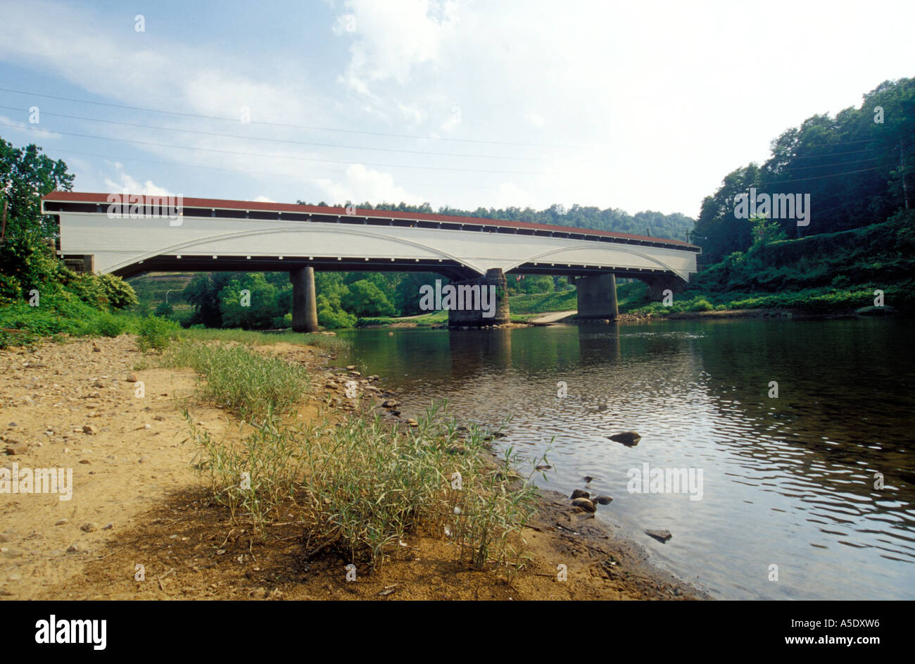Philippi Covered Bridge, Philippi, Barbour County, West Virginia Stock