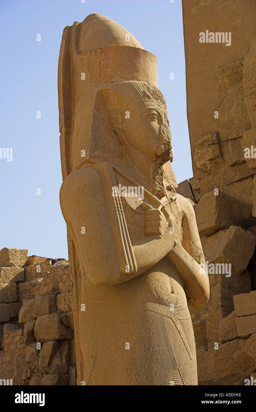 Statue of Ramases, Temple of Karnak, Luxor, Egypt Stock Photo