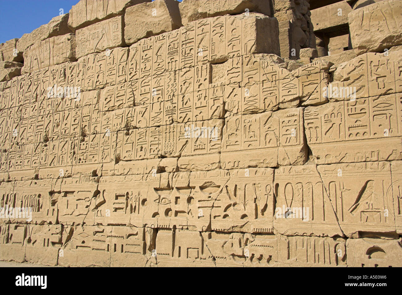 Stone Wall in the Temple of Karnak, Luxor, Egypt, Decorated with ...