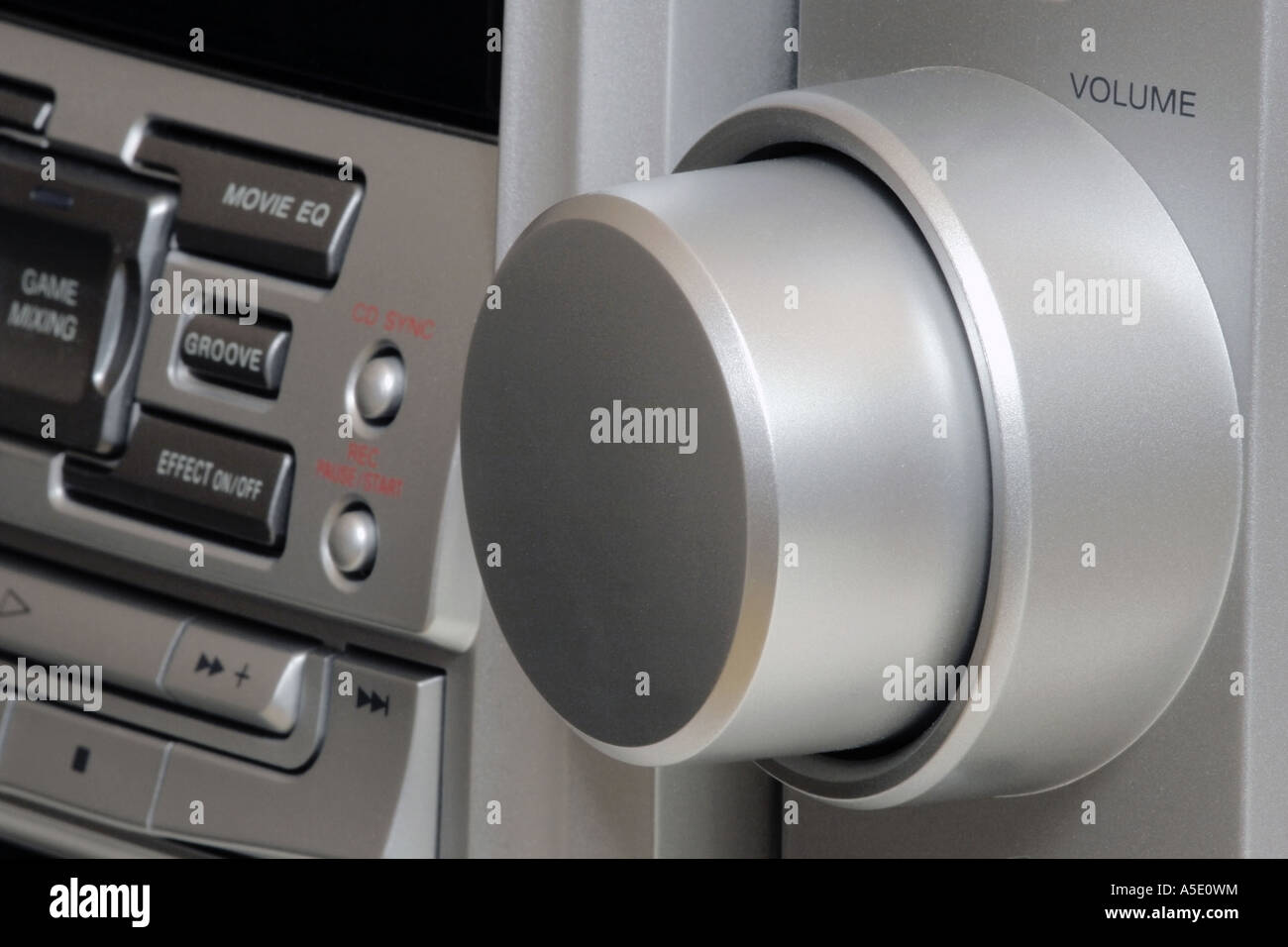 Stereo system volume knob Stock Photo Alamy