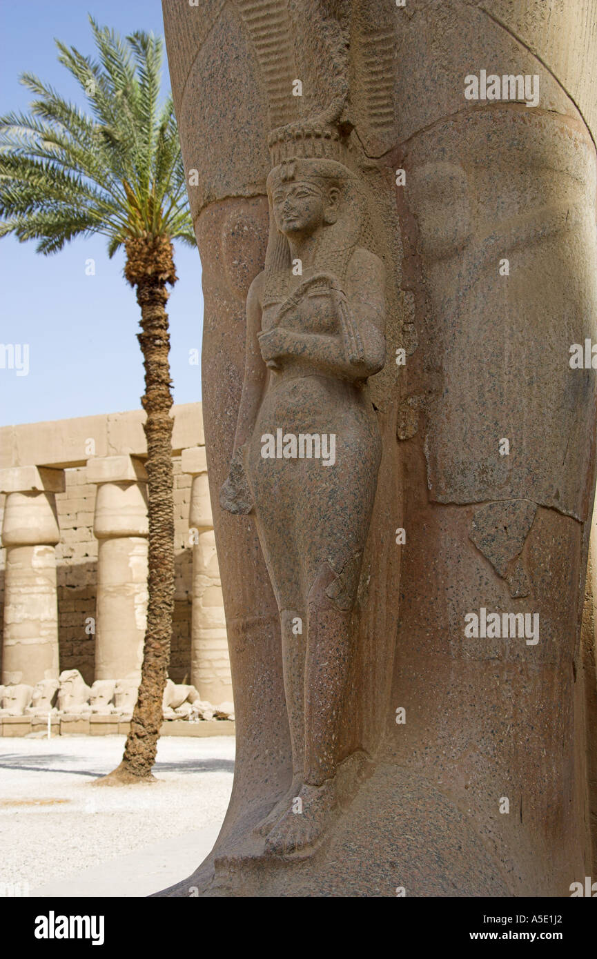 Statue of Queen Nefertiti at the Foot of King Ramses, Temple of Karnak
